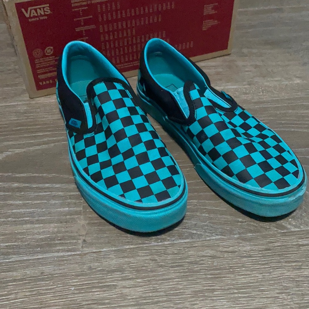 Blue Checkerboard Vans